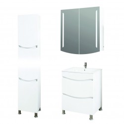 Долен шкаф с порцеланова мивка + Горен шкаф с огледало от PVC Stelly 1-М